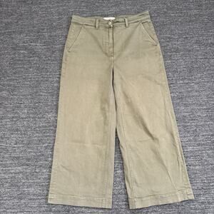 Everlane Pants Women 12 Green Wide Leg Stretch Army Military Sustainable Denim